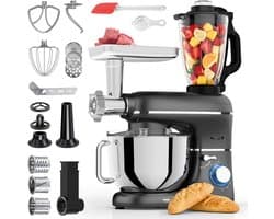 Keukenmachine - Zwart - 6,2L - Multifunctionele Foodprocessor met Blender en Accessoires - Voor Kookliefhebbers