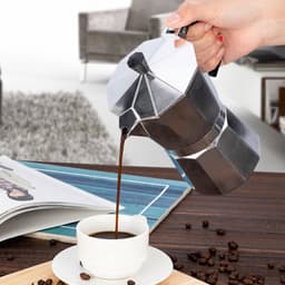 Moka pot - Percolator - Koffiekan- Koffie - Achthoekige moka pot - Koffiepercolator - Espressomachine - Koffiekan voor 6 kopjes - 300 ml - Zilver - Aluminiumlegering — thumbnail 2