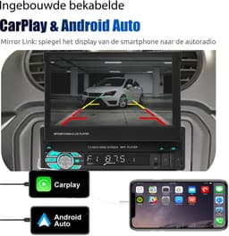 ESSGOO 1Din Autoradio Met Bluetooth - Apple Carplay & Android Auto - 7" HD Touchscreen Handmatig Opvouwbaar Scherm - USB, AUX, FM, EQ, TF — thumbnail 4