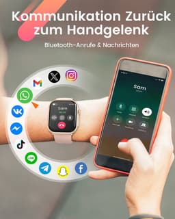 FOSMET Smartwatch - Smartwatches - 1,83inch - Dames en Heren - Stappenteller Horloge - Hartslagmeter - Bloeddrukmeter - Slaapmonitor - Saturatiemeter - Belfunctie - 100+Sportmodi - Temperatuurmeting,55 Dagen Batteri - Elke Smartphone - Roze — thumbnail 4