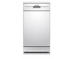 Heinner HDW-FSM45510WE++ Vrijstaande Vaatwasser – 10 Couverts – 5 Programma’s – Halve Belading – Verstelbare Bovenkorf – AquaStop – Kinderslot – 45 cm – Wit – 5 Jaar Garantie