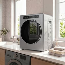 TEKROA® 5 kg geventileerde wasdroger - 1000 W compacte vrijstaande wasdroger met voorlader - roestvrijstalen trommel - timer - zilverkleurig — thumbnail 3