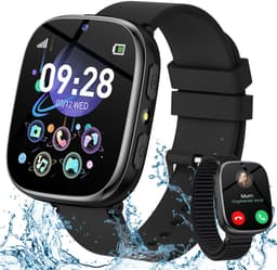 FOSMET Horloge Kind - Smartwatch Kinderen - 2G-Incl. Camera en 31 Kids Spelletjes - 512MB Geheugen - IP68 Waterdicht - Video Bellen& - USB Oplaadbaar Kinderhorloge SOS-Knop - Voor IOS & Android - Cadeaus voor Jongens en Meisjes - Zwart — thumbnail 1