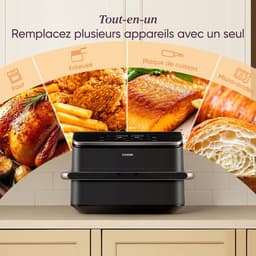 Luchtfriteuse Dubbele Kamer - Airfryer XXL - Gezond Koken - Dubbele Verwarmingselementen - 10 Liter - Zwart — thumbnail 5