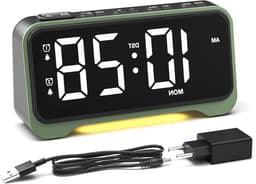 Digitale Wekker - LED Klok - Wakker Worden - Dubbel Alarm - 7 Inch Display - Groen — thumbnail 1