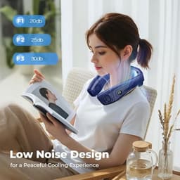 Nekventilator met Halfgeleider Koeling 4400mAh – Draagbare Nek Airconditioner met Groot Koelvlak, LED Display, 3 Windsnelheden & 3 Koelstanden, USB-C Oplaadbaar – Blauw — thumbnail 2