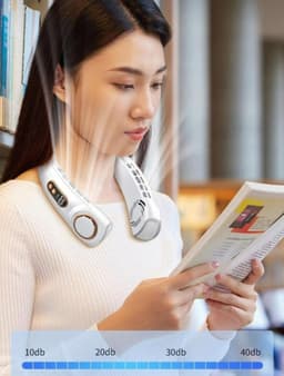Draagbare LED Smart Digital Nekventilator van 4000 mAh met USB-aansluiting, stille werking, multifunctioneel met gekleurde verlichting, geschikt voor buitenactiviteiten en hardlopen in het donker (wit) — thumbnail 2