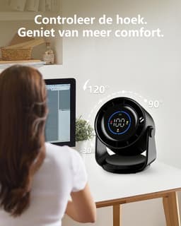 Slimme bureauventilator - USB tafelventilator - 100 snelheden - LED display - 105° verstelbare kop - stille koeling — thumbnail 2