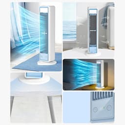 Draagbare Stille Oscillerende Bladloze Torenventilator - 3 Snelheden - Automatische Uitschakeltimer - Digitaal Scherm - Lichtblauw - Geschikt voor Woonkamer - Huis en Kantoor — thumbnail 3