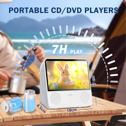 Draagbare DVD-speler met 4000mAh oplaadbare batterij - ondersteunt CD/DVD/Bluetooth/USB/MP3/AV, ingebouwde dubbelluidspreker CD/DVD speler, Afspelen in geheugen/Afstandsbediening/Timer - (wit) — thumbnail 5