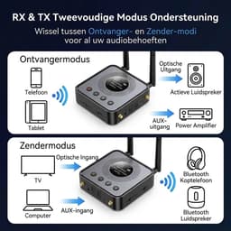 Fokelyi - Bluetooth-ontvanger/zender - Audio/tv/computersystemen met ondersteuning voor OLED-display/lage latentie/HD Bluetooth-audioadapter, uitgerust met USB/optische/RCA/3,5 mm AUX-ingang/uitgang. — thumbnail 3