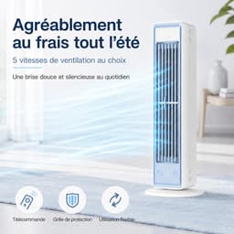 LISM-Wandventilator zonder bladen, stille en energiezuinige tafelventilator met oscillatiefunctie, drie snelheden, Geschikt voor kantoren, slaapkamers en woningen (wit). — thumbnail 2