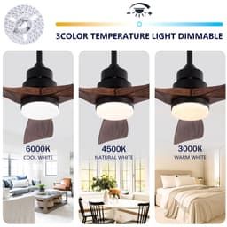 MODENUIT Plafondventilator – 42 Inch – Met Verlichting en Afstandsbediening – ABS – Zwart Walnootkleur — thumbnail 4