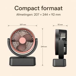Ventilatoren- Oscillerende Tafelventilator met 6 Snelheden - Wandventilator voor Kantoor en Huis - Compacte en Stille Ventilator voor Slaapkamer en Camping — thumbnail 5