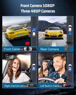 SnelShoppen - 4-kanaals dashcam 1080P met 360°-afdekking, groothoek, 3,16 inch display, IR-nachtzicht, loop-opname, bewegingsdetectie, camera voor, li — thumbnail 5
