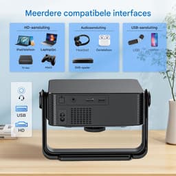 Xnano 1080P LCD Projector - Mini Beamer - Smart Projector - Home Cinema Beamer – Auto Focus – Keystone Correctie – Bluetooth – Android 13 - Woonkamer en slaapkamer - 196,4 x 172 x 137,4 mm - 1 stuk - Zwart — thumbnail 5