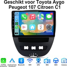 Junsun Android Draadloze CarPlay Andriod Auto Autoradio Geschikt Voor Toyota Aygo Peugeot 107 Citroen C1 - Achteruitrijcamera - GPS Navigatie - Bluetooth - 10-inch Touchscreen - WiFi - RDS - SWC - Plug & Play — thumbnail 1