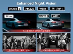 SnelShoppen - 4 Kanaals Dash Cam 2.7K+1080P*3, 360° Camera met IR Nachtzicht, 128GB Kaart, GPS, 5GHz WiFi, Touchscreen en Stembediening voor Auto — thumbnail 3