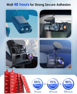 SnelShoppen - 4 stuks zelfklevende pads voor dashcam, dubbelzijdige hittebestendige tape voor auto, 7,2 cm, vervangende montagesticker voor voorruit e — thumbnail 4