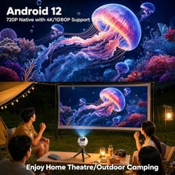 SnelShoppen - Mini-beamer 4K 1080P Draagbare Projector met WiFi 6 en BT 5.4 - Perfect voor Buiten, Feest, Camping - Ondersteunt Powerbank, HDMI, USB — thumbnail 4