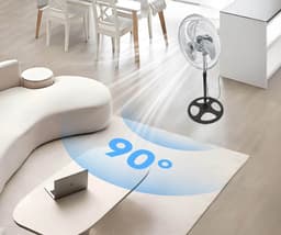 Ventilator Staand – Statiefventilator – Vloerventilator – 50 CM - 90° Oscillatie – 3 Ventilatorbladen – Stille Werking – Verzwaarde Voet - 60W — thumbnail 4