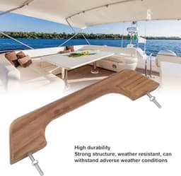 Teakhouten handvat voor boot, 12 inch weerbestendige leuning met 2 bouten, accessoires voor recreatievoertuigen, gemaakt van teakhout, uniek nerfpatroon, duurzaam, eenvoudige installatie, zacht en — thumbnail 3