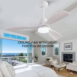 Plafondventilator 42 inch wit met 3 bladen - met licht en afstandsbediening - stille omkeerbare DC-motor - geheugenfunctie - modern ontwerp - boerderijstijl — thumbnail 2