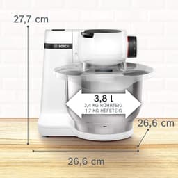 SnelShoppen - Keukenmachine 700W, 4 Snelheidsstanden, 3,8L Roestvrijstalen Kom, Garde, Kneedhaak, Ideaal voor Beginners in Bakken, Wit — thumbnail 3