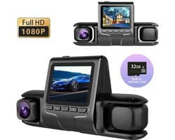4-kanaals 360° dashcam HD 1080P 4-lens rijrecorder met 32GB geheugenkaart