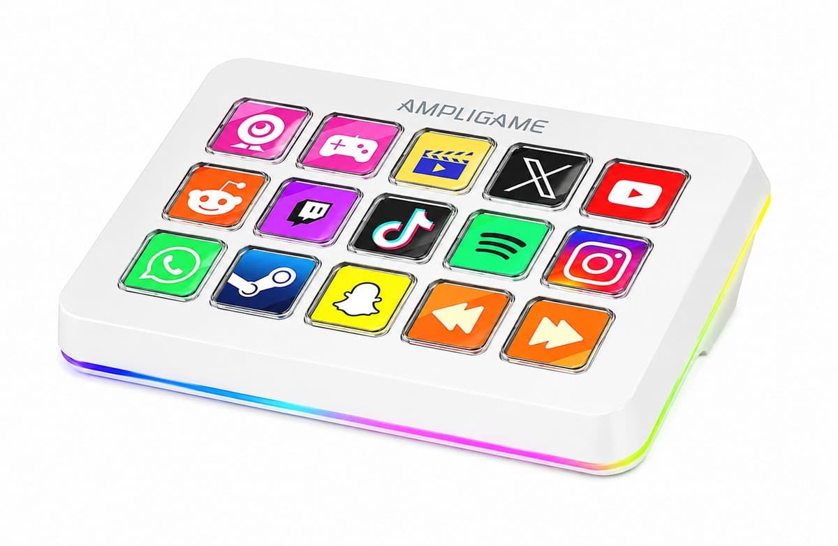 FIFINE D6 - Mixer - RGB Studio Controller - 15 LCD Aanpasbare Toetsen - Podcast / Streaming / Gaming - Inclusief Gratis Software - Wit — afbeelding 1