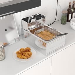 Elektrische Friteuse - Frituurpan Dubbel - Frietjes Bakken - Dubbele Mand - 11 L - Zilver — thumbnail 3