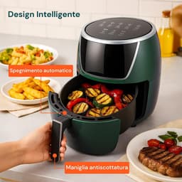 Heteluchtfriteuse - Airfryer Frituurpan - Gezond Koken - Snel Gelijkmatig Koken - 5 Liter - Groen — thumbnail 2
