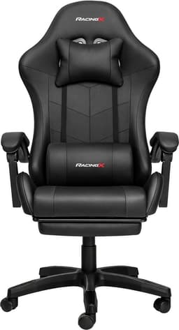 RACINGX- Game Stoel Met Voetsteun - Gaming Stoel - Ergonomische Bureaustoel - Gamestoel - Verstelbaar - Gaming Chair - Zwart — thumbnail 2