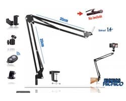 Microfoon Standaard - Telefoon standaard - webcam standaard - Microfoon Arm - Mic Stand - Microfoon Arm - Microfoon Statief - Boom Arm - Podcast - Standaard – Tafelklem - Statiefbevestiging voor uw webcam, Telefoon, Tablet, Ringlamp, spiegel of Micro