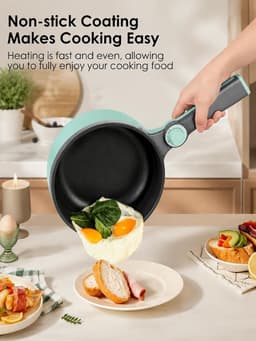 Multicooker - Groen - 1,5 L met stoompan - Elektrische antiaanbak braadpan - Voor Gezond en Snel Koken — thumbnail 3