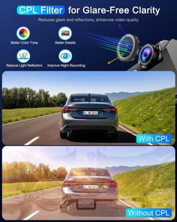 Dashcam voor auto - Zwart - 3,69 inch IPS-scherm - 4K Dual Camera met CPL-filter en 64 GB SD-kaart - Voor veilig rijden en parkeren — thumbnail 2