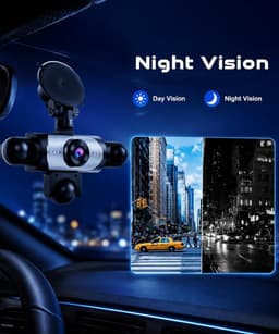 Dashcam voor auto - Zwart - 3,16 inch IPS-scherm - 5 Camera's FHD 1080P met Nachtzicht en Parkeerbewaking — thumbnail 3