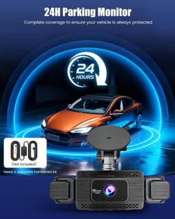 Dashcam voor auto - Zwart - 3 inch IPS-display - 4-kanaals groothoekcamera met nachtzicht en wifi - Voor alle voertuigen — thumbnail 3