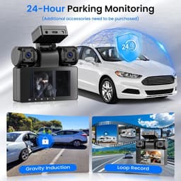 Dashcam voor auto - Zwart - 10 x 5 x 5 cm - 360° 4 Camera's met 2K Nachtzicht en Wifi - Voor Veilig Rijden — thumbnail 4