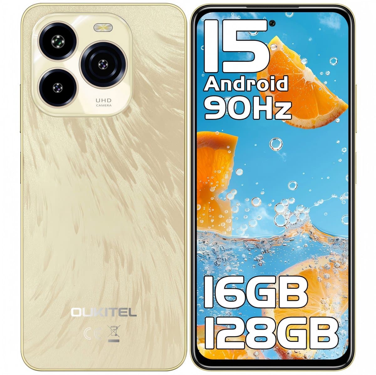 OUKITEL C65 smarttelefoon – 6,7 inch – Android 15, 16 GB werkgeheugen / 128 GB opslag, 5150mAh accu, 50MP camera, simlockvrij — afbeelding 1
