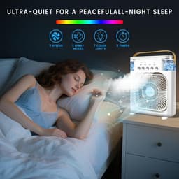 Casalora Portable Aircooler - Airco Zonder Afvoerslang - Tafelventilator -Luchtkoeler 4-in-1 -3 windsnelheden met 600ml Watertank - Wit — thumbnail 5