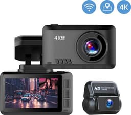 TechU™ 4K Dashcam set MO2 Pro - Dashboardcamera - Wifi - GPS - Voor en Achter - Super Night Vision - Dual Recording - Autocamera - Loop recording - Bewegingssensor - G-sensor - voor auto — thumbnail 1
