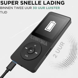 Lunvira® MP3/MP4 Speler – Draadloos Bluetooth & Bedraad – Draagbare Walkman – Zwart – Inclusief 4 GB SD-kaart & Oortjes — thumbnail 3