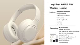 Koptelefoon- bluetooth- Actieve Ruisonderdrukking (ANC) & ENC Microfoon- 70 Uur Batterij- Comfortabele- Over-Ear — thumbnail 3
