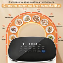 XXL Airfryer 6L met touchscreen, kijkvenster, 12 automatische programma's, vaatwasserbestendig, vetarm en gezond koken, Airfryer voor 3-5 personen, temperatuurregeling 40-200°C, vetvrije frituurpan voor grillen en bakken — thumbnail 2