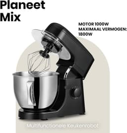 RVV® Mixer met Mengkom - Keukenmachine - Kneedmachine- Zwart- 31cm x 22cm x 36cm — thumbnail 3