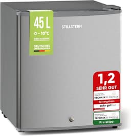 Stillstern Mini Koelkast 45L – Minibar met Vriesvak – Stille Koelkast met Slot en Automatische Ontdooiing – Tafelmodel – Zilver — thumbnail 1