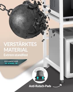 Staand Magnetronrek 3-laags - Verstelbaar Keukenrek met Planken en Haken - Wit — thumbnail 5