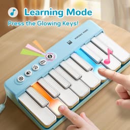 Mini Piano Keyboard voor Kinderen - Verstelbaar Volume & Lichtjes - 15 Melodieën, Leermodus, 3 Geluidseffecten - Draagbaar Muziekspeelgoed voor Baby, Peuter, Volwassenen - Cadeau voor Kerstmis - roze — thumbnail 3