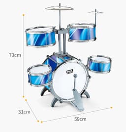 WK Kinder Lichteffecten Drumstel met 5 Trommels & 7-Kleuren LED – 73×59×31cm – Jazz Drum Speelgoed voor Jongens & Meisjes – Drumstel voor Beginners – Educatief Speelgoed met Realistische Geluiden - Geel — thumbnail 2